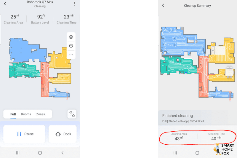 Die strukturierte Navigation des Roborock Q7 Max ist in der App zu sehen